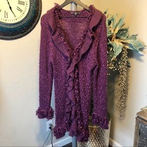 Slonl Wool Blend Eyelash waterfall Cardigan